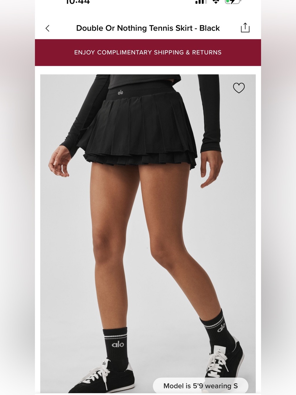 ALO Yoga Black Pleated Double or Nothing miniskirt skirt sz S - Picture 2 of 7